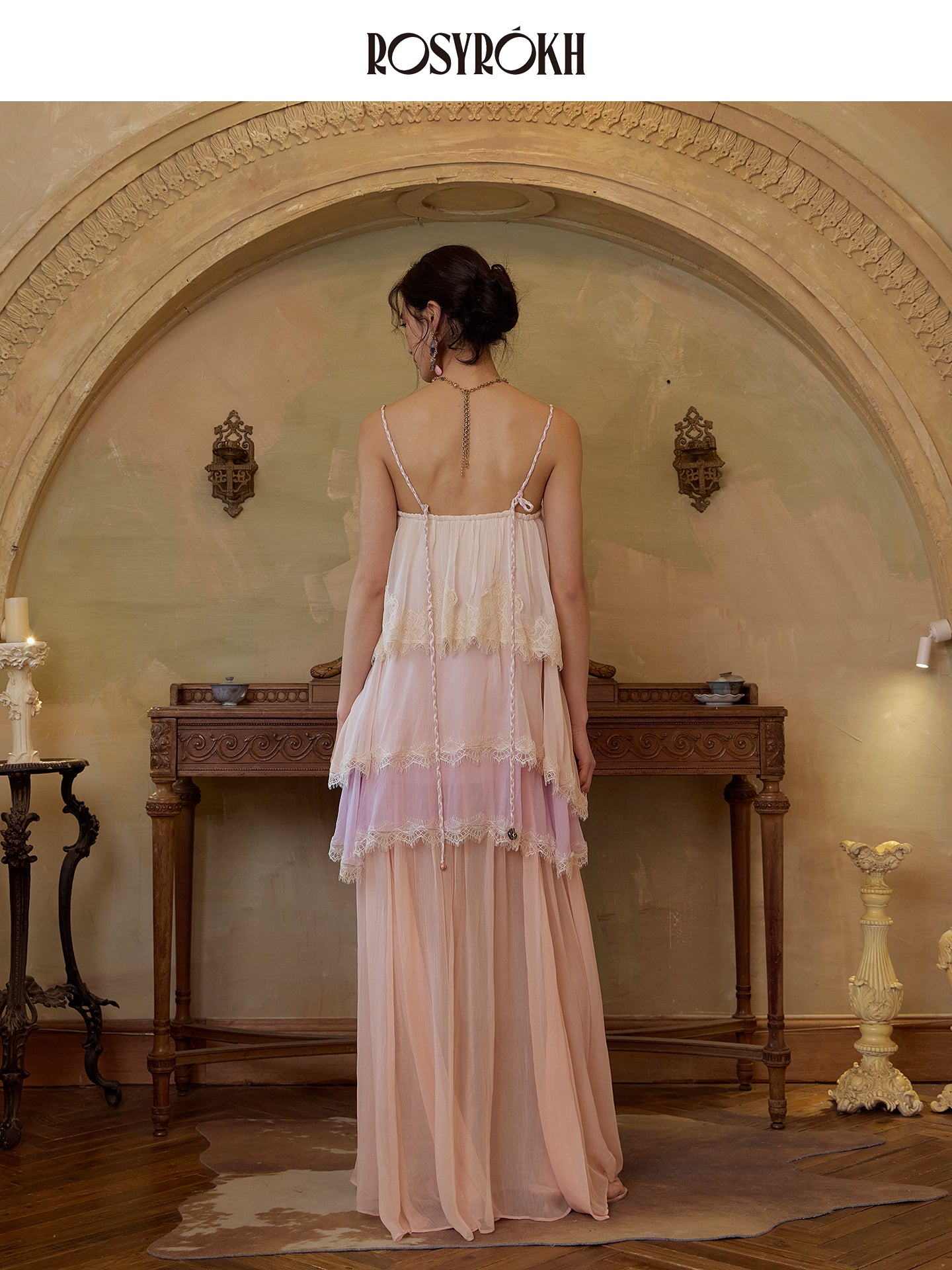 Tiered Gradient Lace-Patchwork Dress