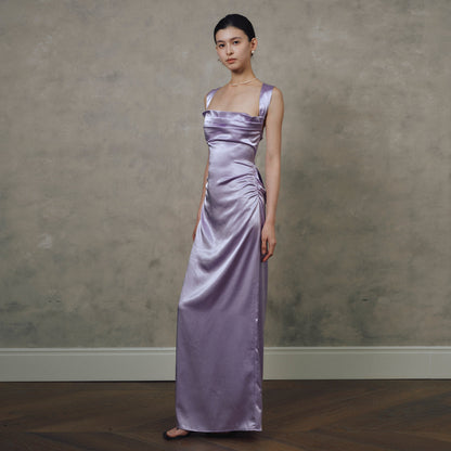 Satin back crisscross strap resort maxi dress