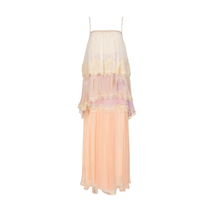 Tiered Gradient Lace-Patchwork Dress