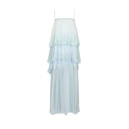 Tiered Gradient Lace-Patchwork Dress